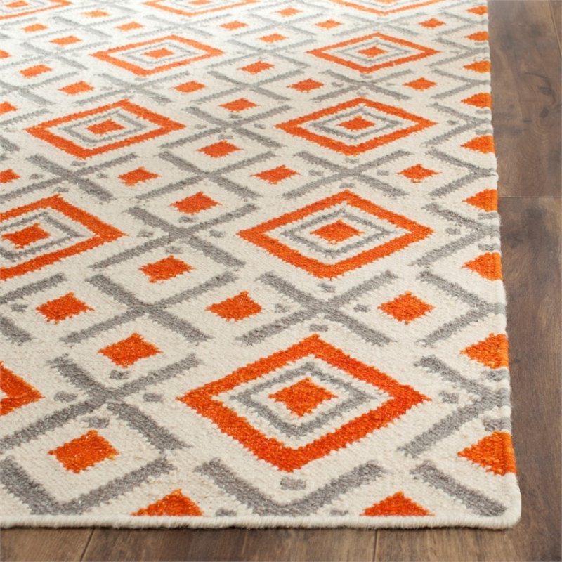 Safavieh Dhurries 6' Square Hand Woven Flat Weave Wool Rug