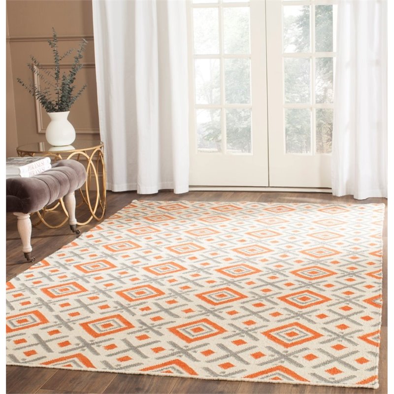 Safavieh Dhurries 6' Square Hand Woven Flat Weave Wool Rug
