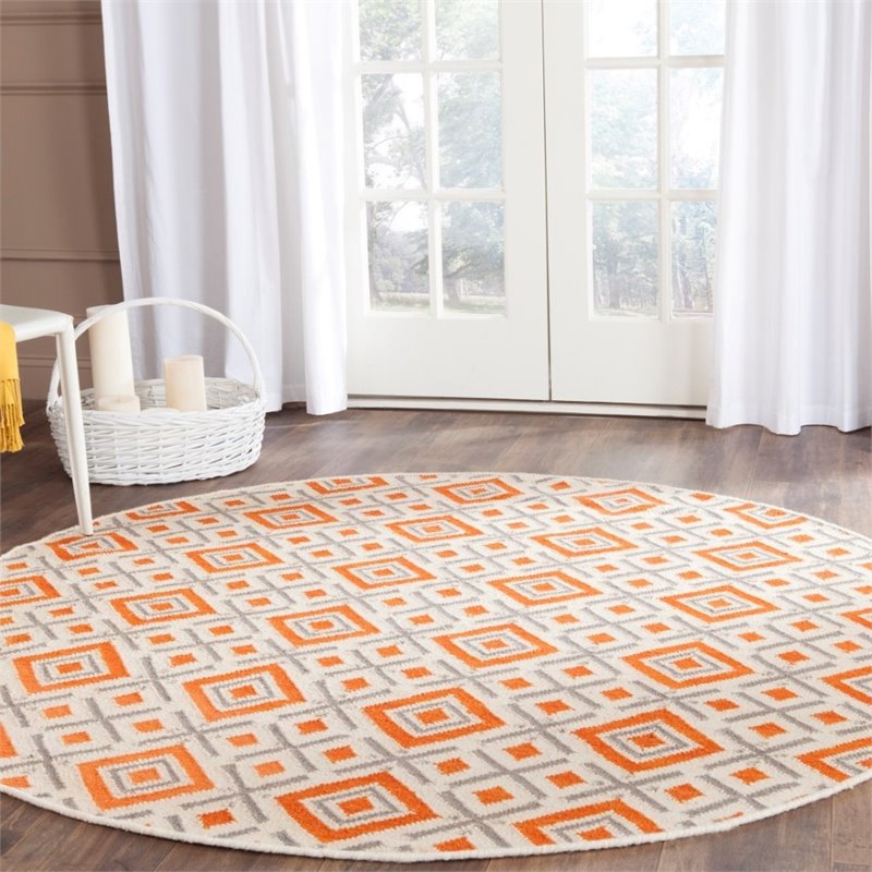Safavieh Dhurries 6' Square Hand Woven Flat Weave Wool Rug