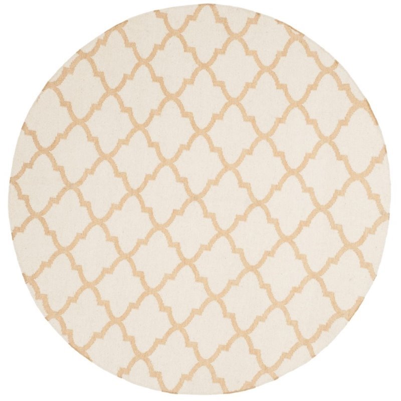 Safavieh Dhurries 6' Round Hand Woven Flat Weave Wool Rug