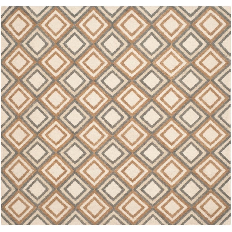 Safavieh Dhurries 6' Square Hand Woven Flat Weave Wool Rug