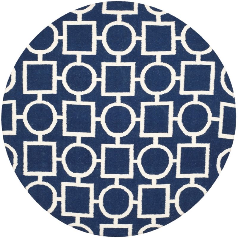 Safavieh Dhurries 6' Round Hand Woven Flat Weave Rug