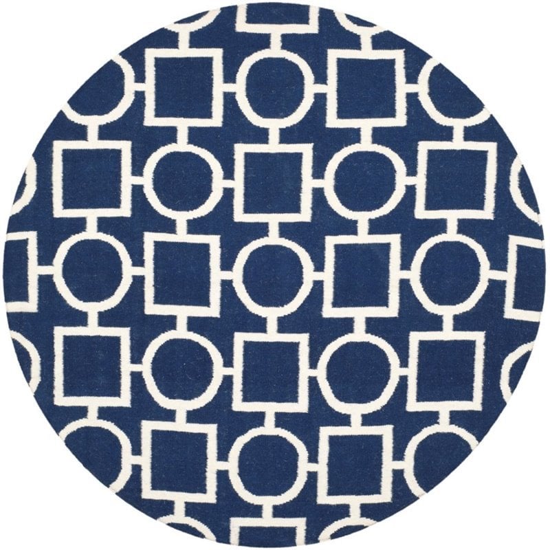 Safavieh Dhurries 6' Round Hand Woven Flat Weave Rug