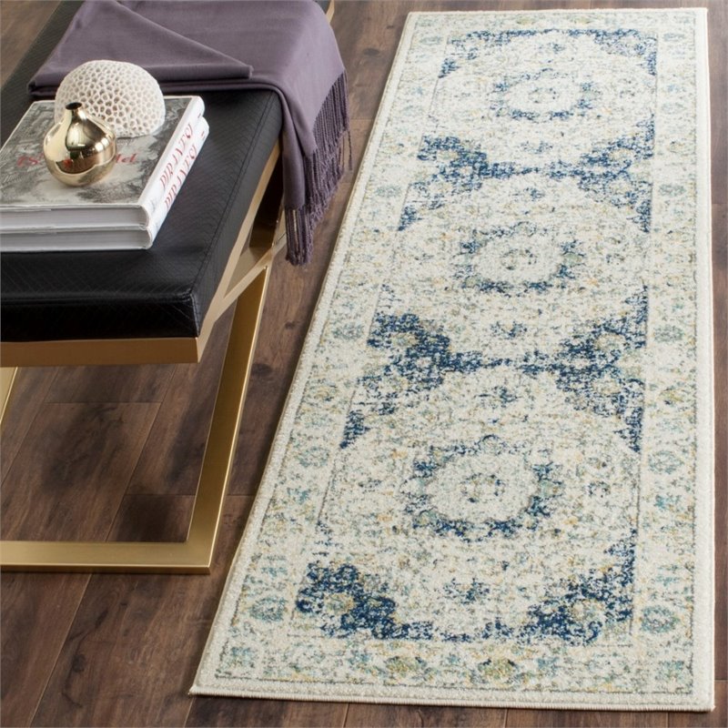 Safavieh Evoke 3' X 5' Power Loomed Rug in Ivory and Blue