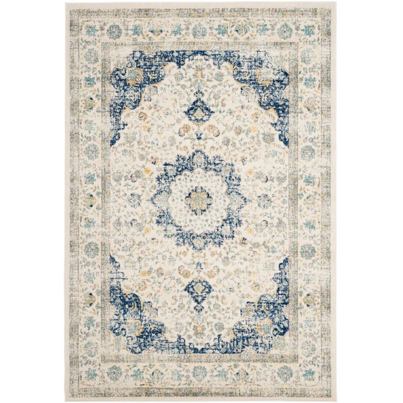 Safavieh Evoke 3' X 5' Power Loomed Rug in Ivory and Blue