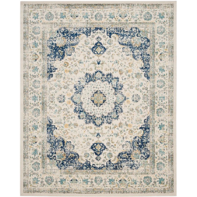 Safavieh Evoke 3' X 5' Power Loomed Rug in Ivory and Blue