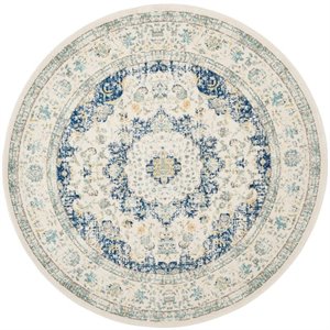 Safavieh Evoke 5' Round Power Loomed Rug in Ivory and Blue