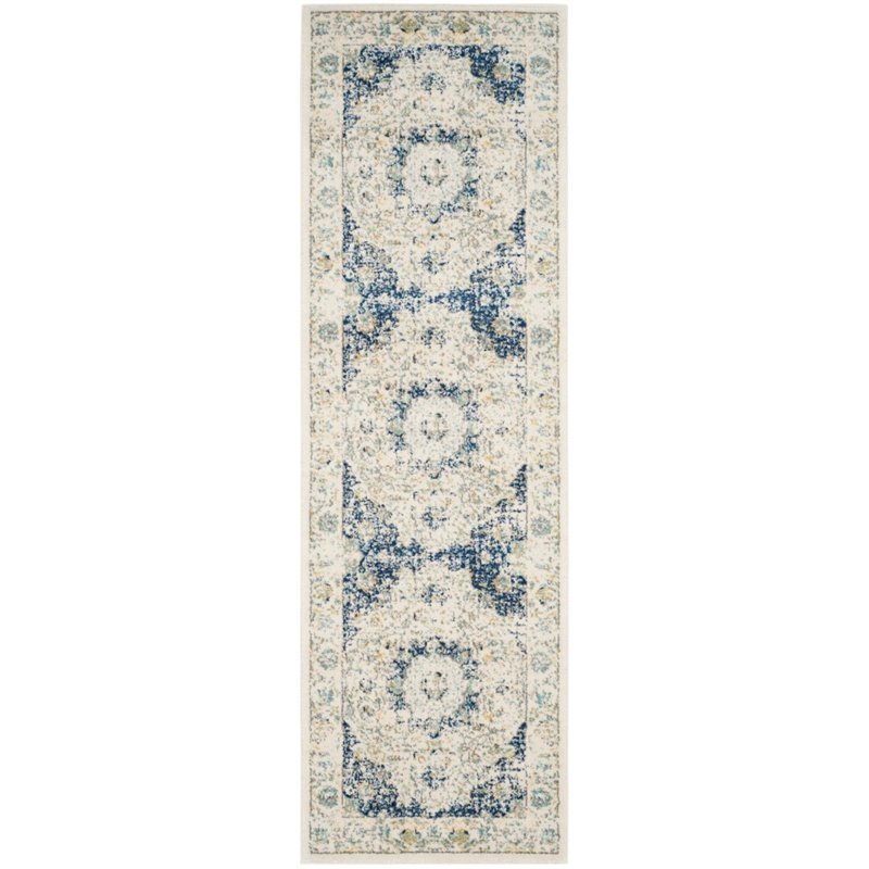 Safavieh Evoke 5' Square Power Loomed Rug in Ivory and Blue