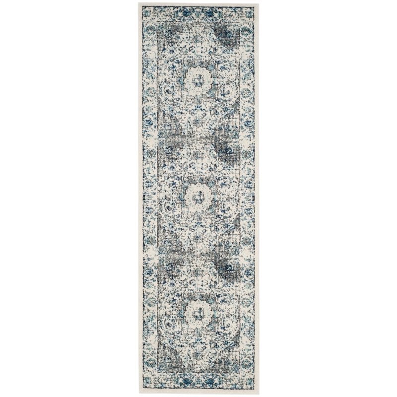 safavieh evoke 2'2&quot x 11' power loomed rug in gray and ivory