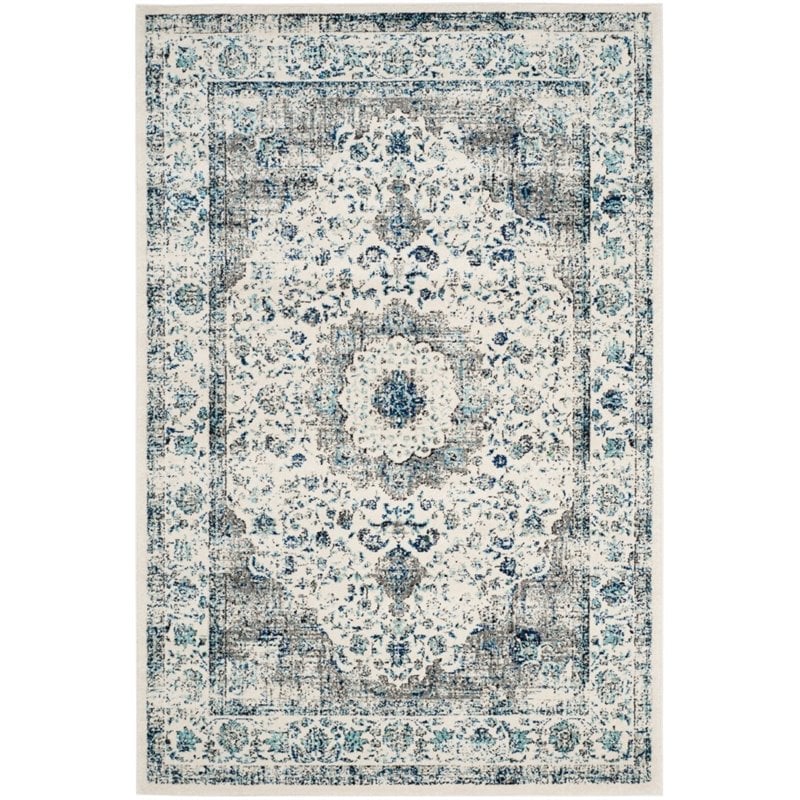 safavieh evoke 2'2&quot x 11' power loomed rug in gray and ivory