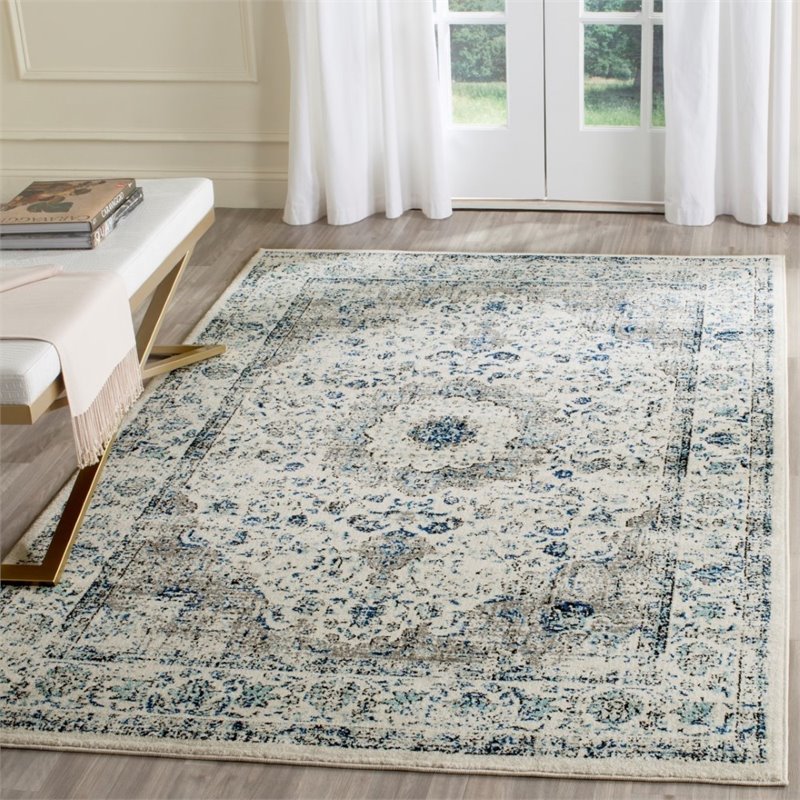 safavieh evoke 2'2&quot x 11' power loomed rug in gray and ivory