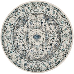 Safavieh Evoke 6'7&quot Round Power Loomed Rug in Gray and Ivory