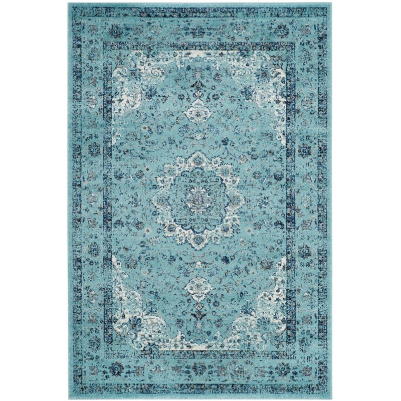 Safavieh Evoke 4' X 6' Power Loomed Rug in Light Blue and Light Blue