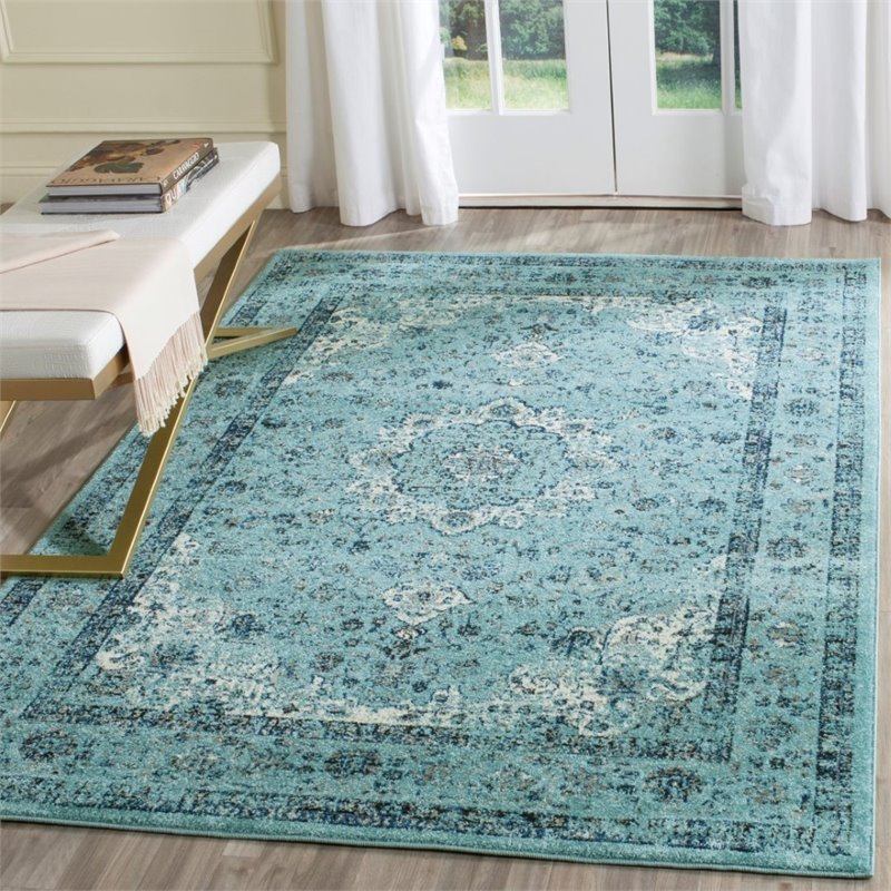 Safavieh Evoke 4' X 6' Power Loomed Rug in Light Blue and Light Blue