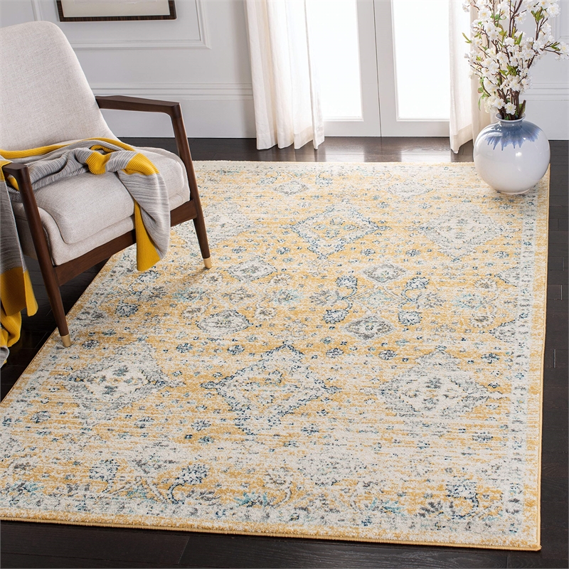 Safavieh Evoke 4' X 6' Power Loomed Rug in Gold and Ivory