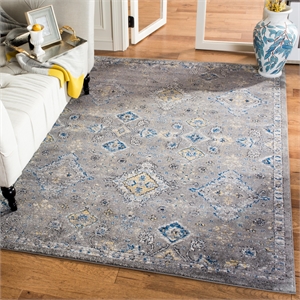 Safavieh Evoke 4' X 6' Power Loomed Rug in Dark Gray and Yellow