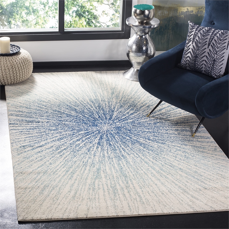 Safavieh Evoke 9' X 12' Power Loomed Rug in Royal and Ivory