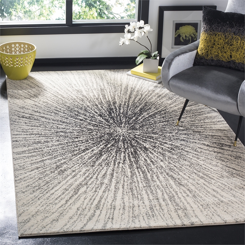 Safavieh Evoke 4' X 6' Power Loomed Rug in Black and Ivory