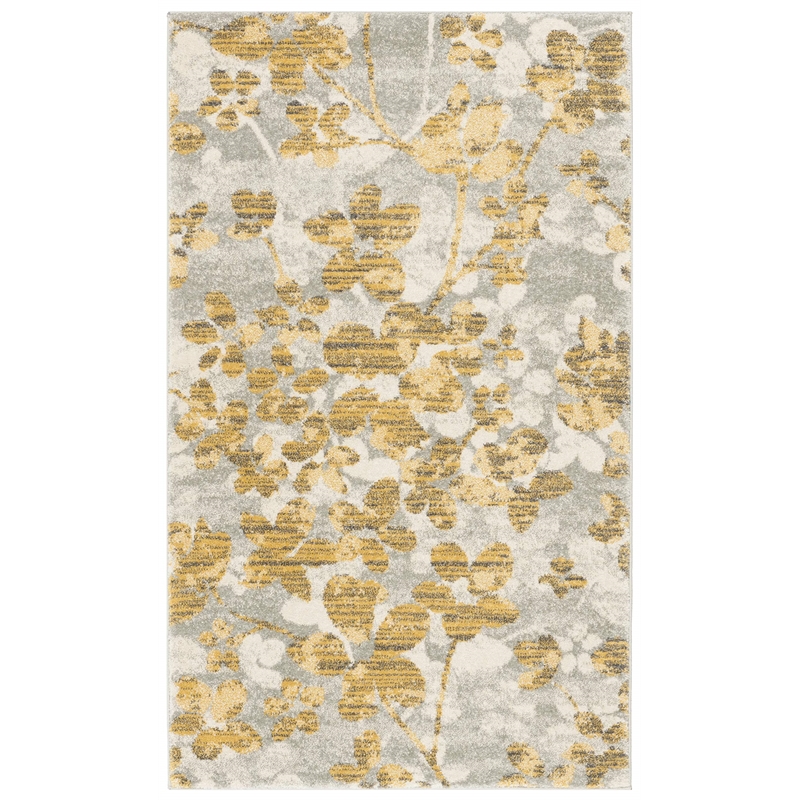 Safavieh Evoke 3' X 5' Power Loomed Polypropylene Rug in Gray and Gold