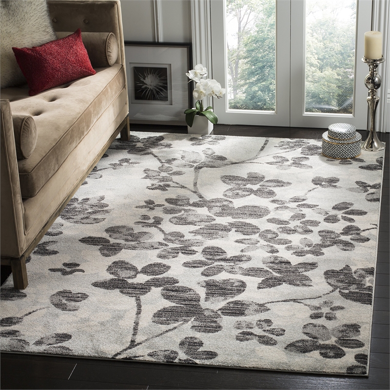 Safavieh Evoke 4' X 6' Power Loomed Rug in Gray and Black