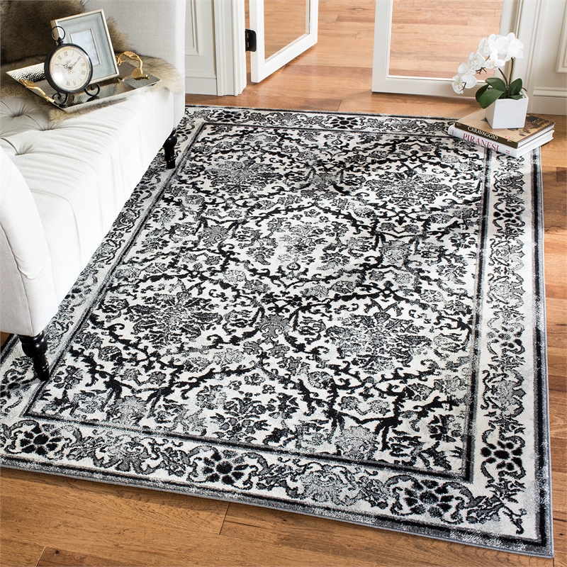 Safavieh Evoke 4' X 6' Power Loomed Rug in Ivory and Gray