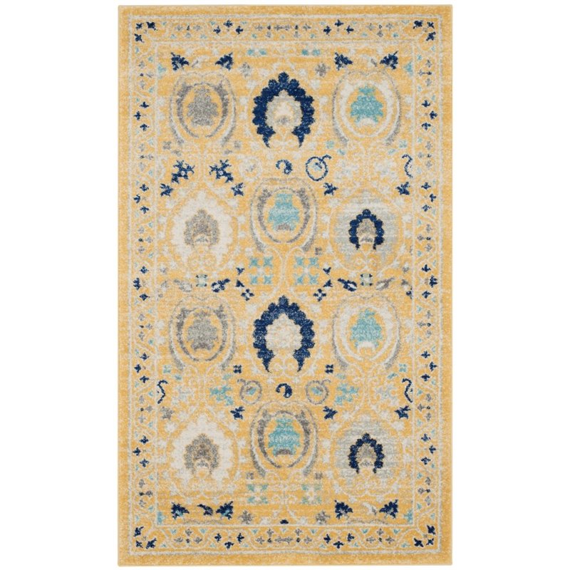Safavieh Evoke 9' X 12' Power Loomed Rug in Gold and Ivory
