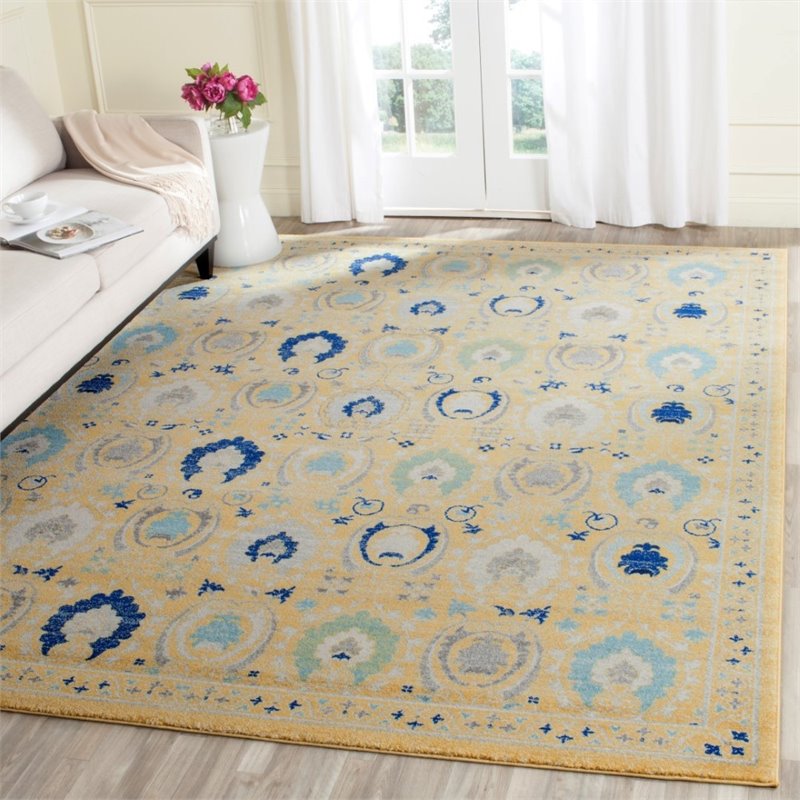 Safavieh Evoke 9' X 12' Power Loomed Rug in Gold and Ivory