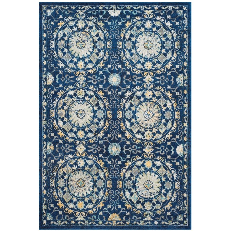 Safavieh Evoke 10' X 14' Power Loomed Rug in Navy and Ivory