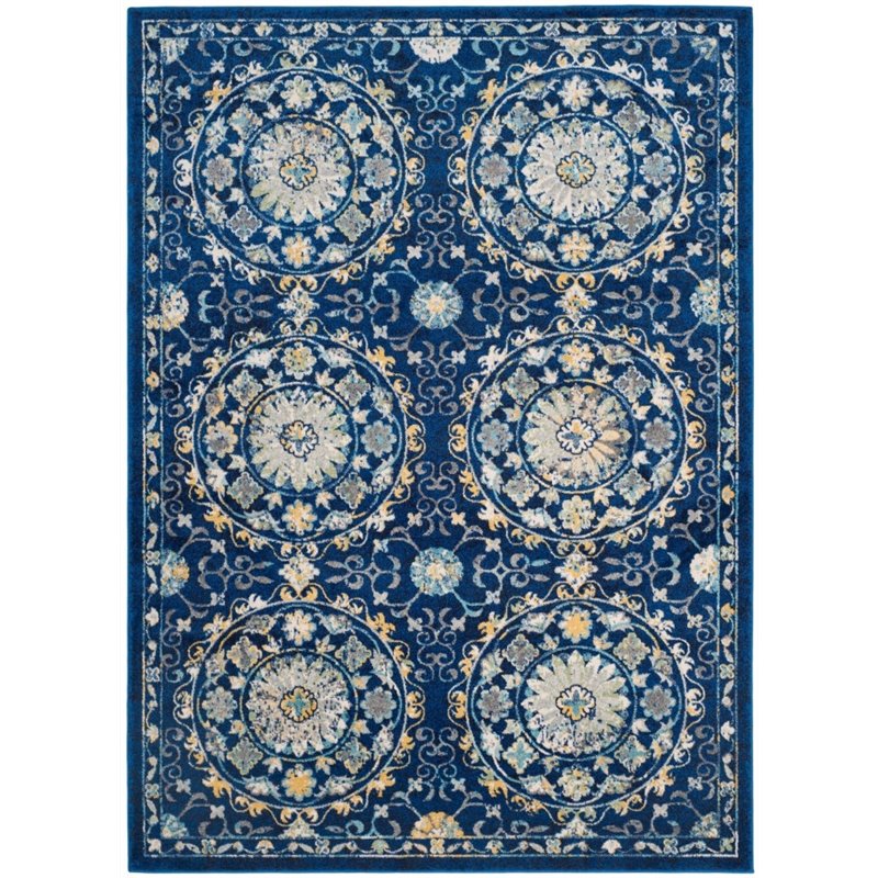 Safavieh Evoke 10' X 14' Power Loomed Rug in Navy and Ivory