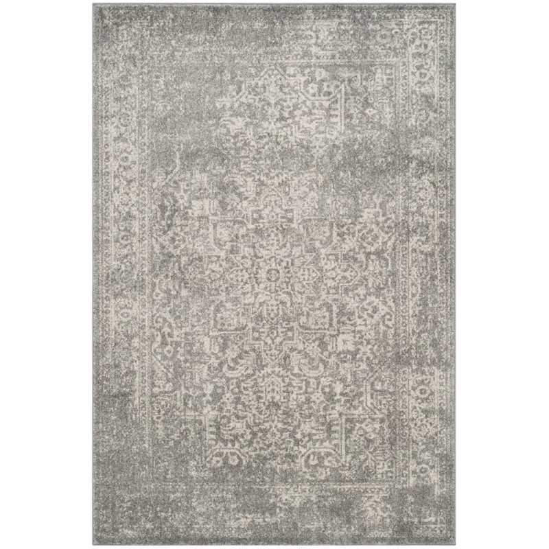 safavieh evoke 9' x 12' power loomed rug in silver and ivory