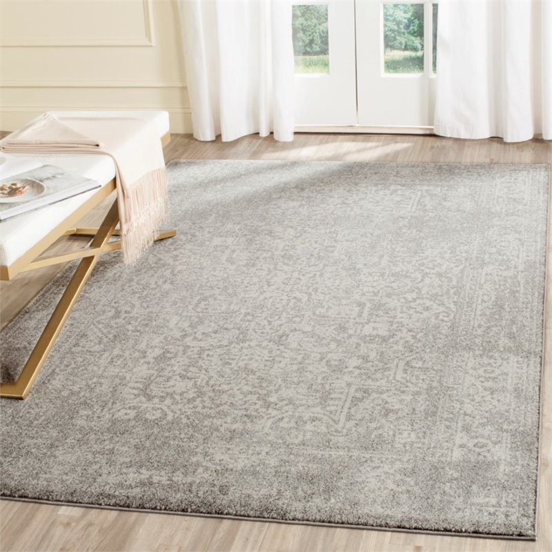 safavieh evoke 9' x 12' power loomed rug in silver and ivory