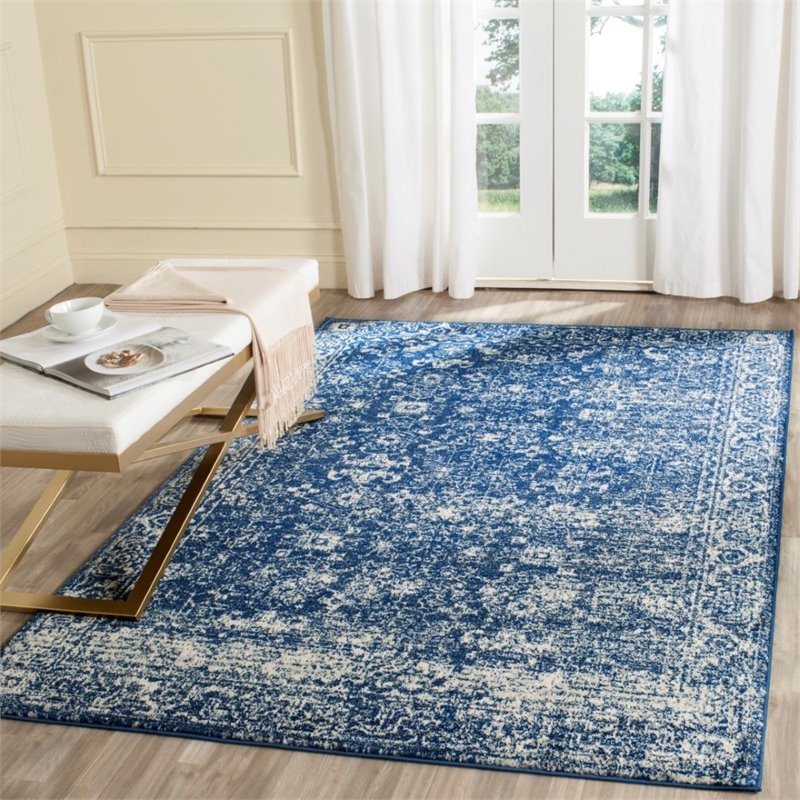 Safavieh Evoke 10' X 14' Power Loomed Rug in Navy and Ivory