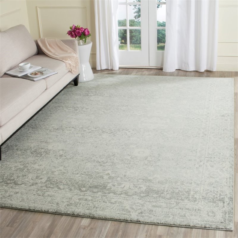 Safavieh Evoke 10' X 14' Power Loomed Rug in Silver and Ivory