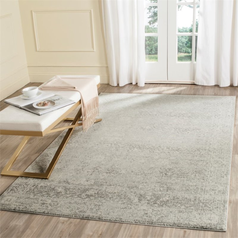 Safavieh Evoke 8' X 10' Power Loomed Rug in Silver and Ivory