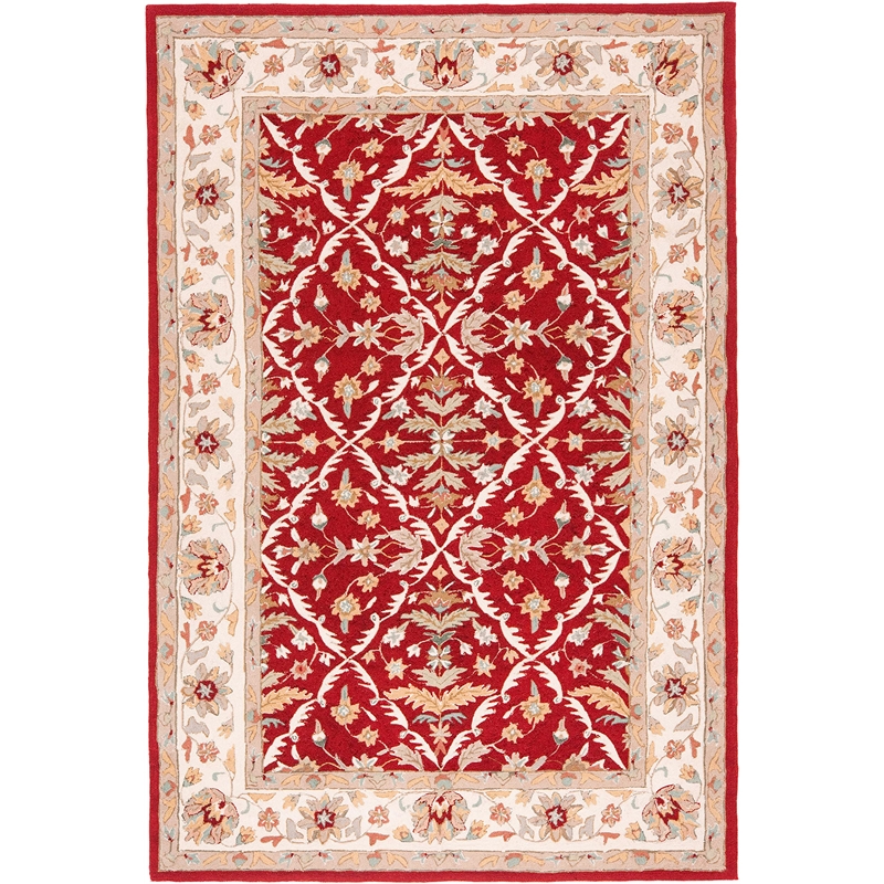 Safavieh DuraRug 6' X 9' Hand Hooked Rug in Red and Ivory