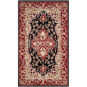 Safavieh DuraRug 3' X 5' Hand Hooked Rug in Black and Red