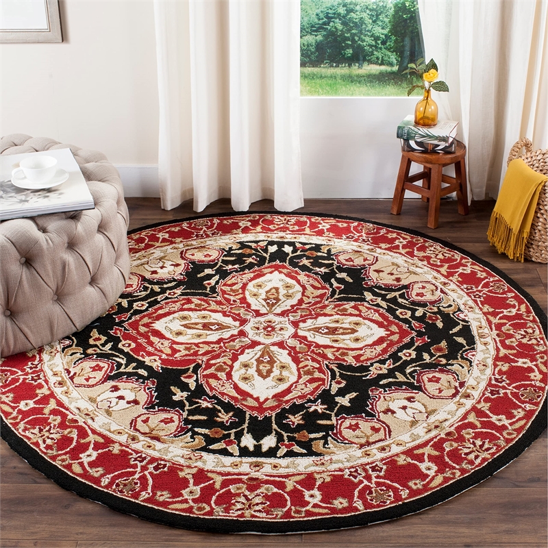 Safavieh DuraRug 3' X 5' Hand Hooked Rug in Black and Red
