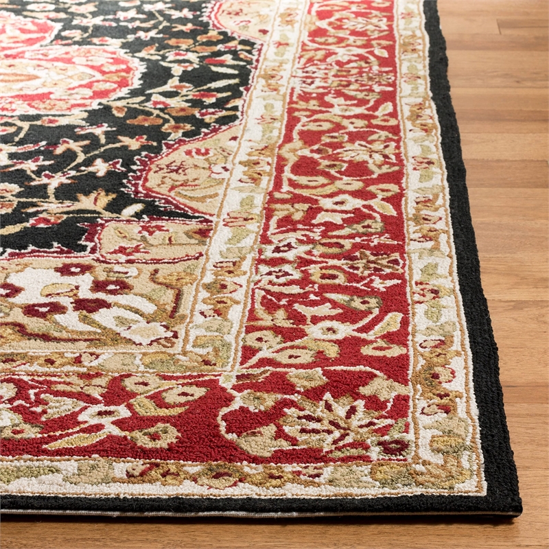 Safavieh DuraRug 3' X 5' Hand Hooked Rug in Black and Red