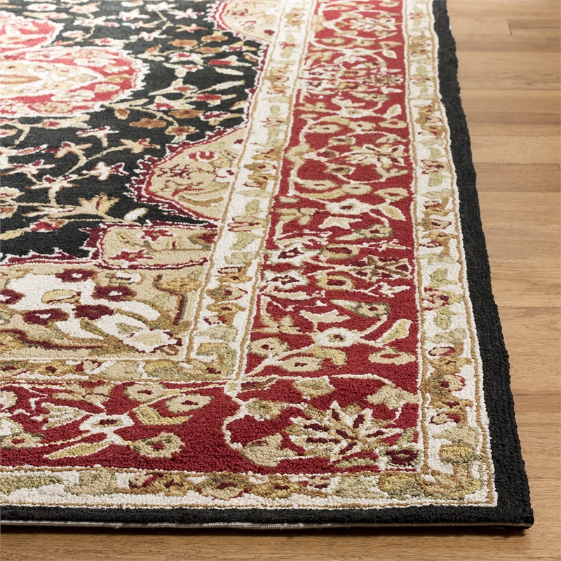 Safavieh DuraRug 4' X 6' Hand Hooked Rug in Black and Red
