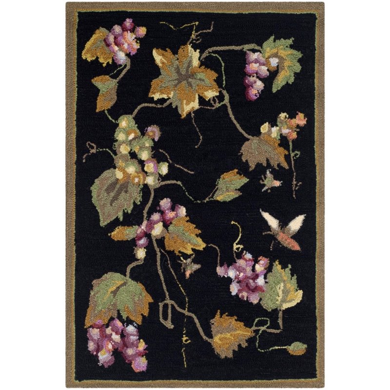 Safavieh DuraRug 4' X 6' Hand Hooked Polypropylene Rug in Black