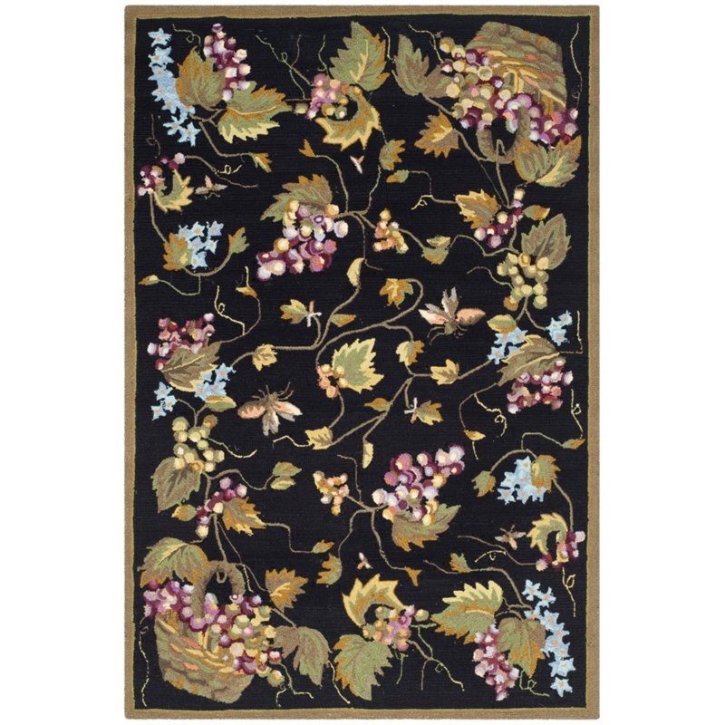 Safavieh DuraRug 4' X 6' Hand Hooked Polypropylene Rug in Black