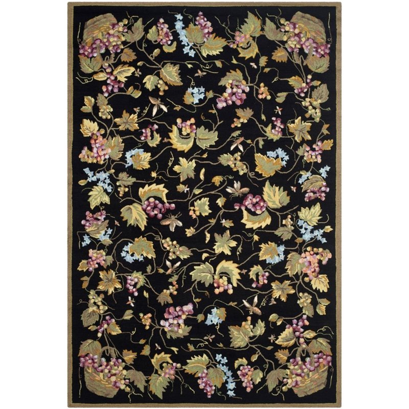Safavieh DuraRug 6' X 9' Hand Hooked Polypropylene Rug in Black