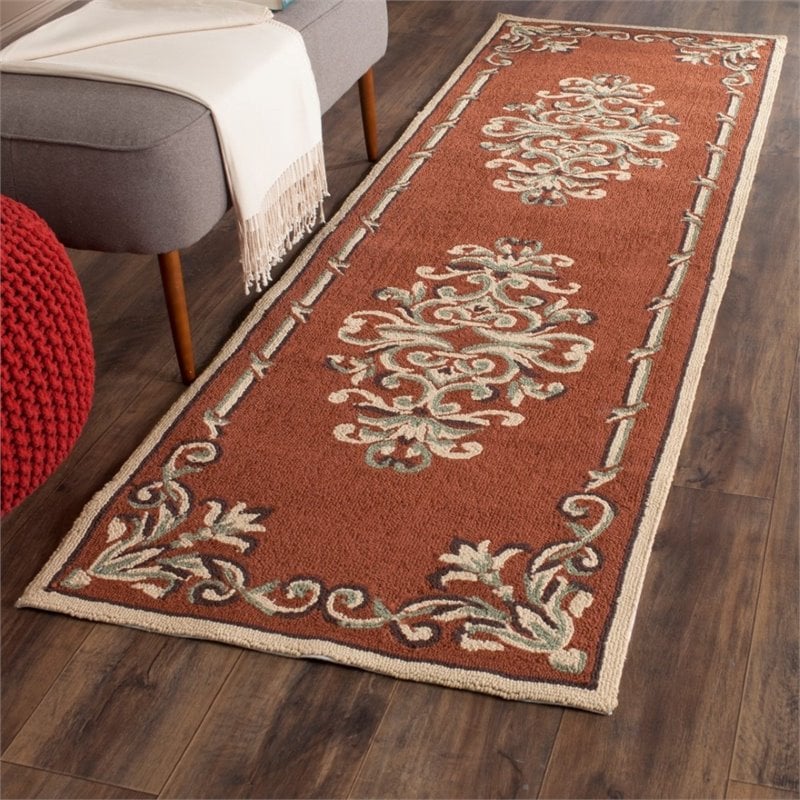 Safavieh DuraRug 9' X 12' Hand Hooked Polypropylene Rug in Rust