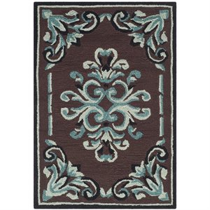 Safavieh DuraRug 2'6&quot X 10' Hand Hooked Polypropylene Rug in Chocolate