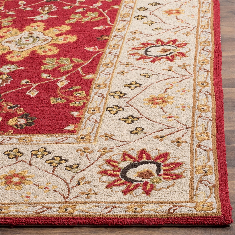 Safavieh DuraRug 6' X 9' Hand Hooked Rug in Red and Ivory