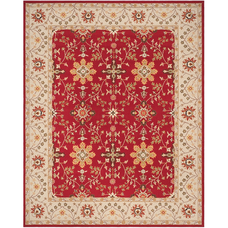 Safavieh DuraRug 9' X 12' Hand Hooked Rug in Red and Ivory