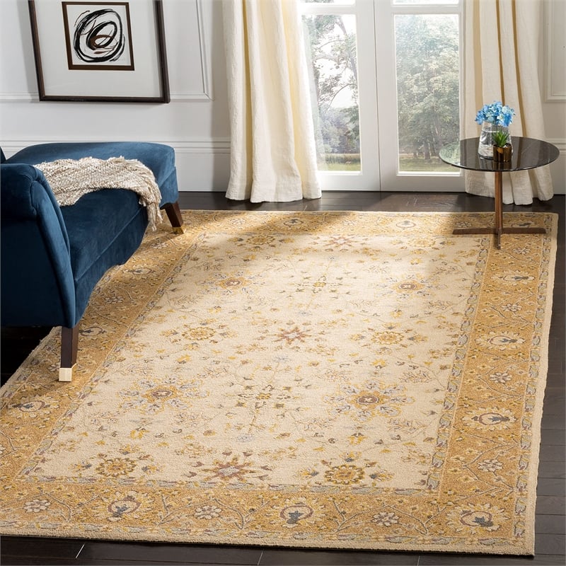 Safavieh DuraRug 3' X 5' Hand Hooked Rug in Ivory and Beige