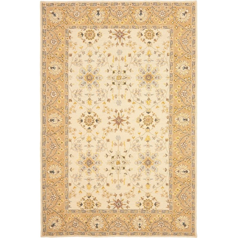 Safavieh DuraRug 4' X 6' Hand Hooked Rug in Ivory and Beige