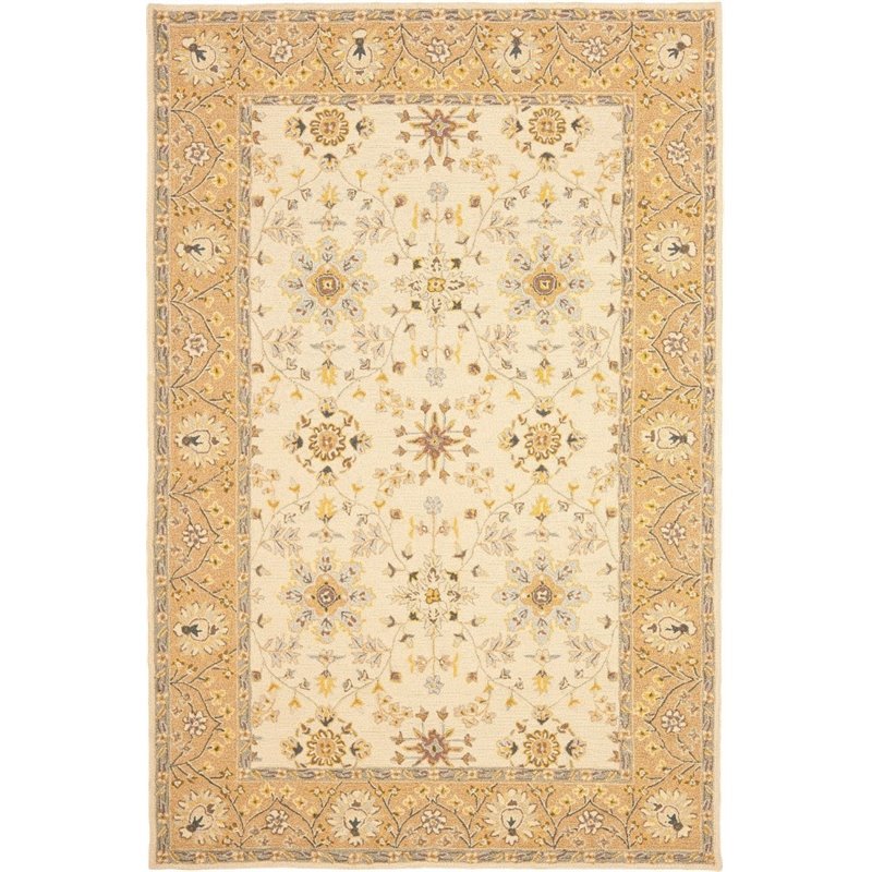 Safavieh DuraRug 4' X 6' Hand Hooked Rug in Ivory and Beige