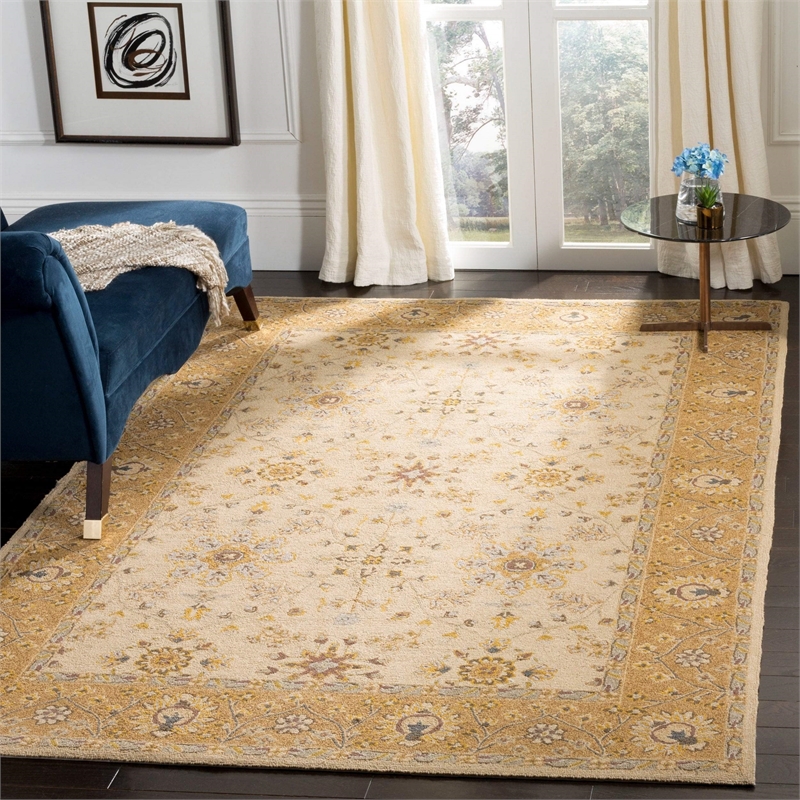 Safavieh DuraRug 8' X 10' Hand Hooked Rug in Ivory and Beige